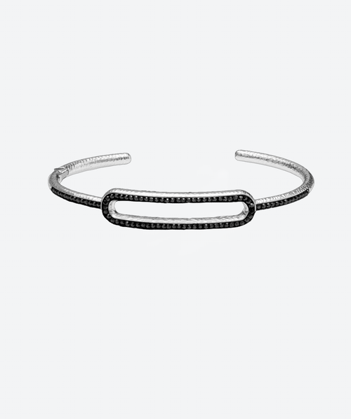 Link Tennis Bangle Bracelet Hematite / Silver - La Costa Organic Jewelry