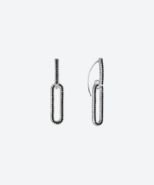 Crystal Link Loop Earrings Hematite / Silver - La Costa Organic Jewelry