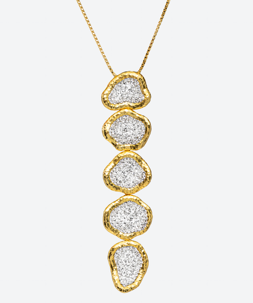 Geode 5 Cascade Necklace Crystal / Gold - La Costa Organic Jewelry