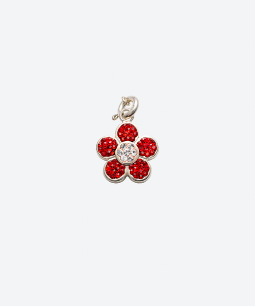 Flower Power Charm Ruby / Silver - La Costa Organic Jewelry