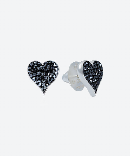 Love Rules Heart Stud Earrings Hematite / Silver - La Costa Organic Jewelry