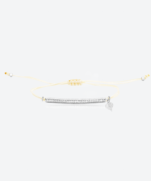 Love Rules Heart Bar Slide Bracelet Crystal / Silver - La Costa Organic Jewelry