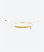 Love Rules Heart Bar Slide Bracelet Crystal / Gold - La Costa Organic Jewelry