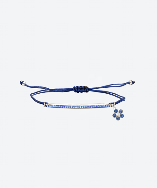 Flower Power Bar Slide Bracelet Sapphire / Silver - La Costa Organic Jewelry