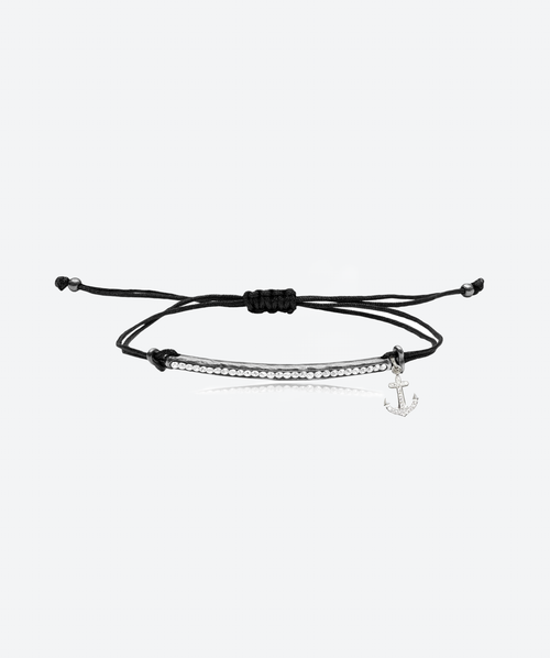 Bon Voyage Anchor Bar Slide Bracelet Crystal / Silver - La Costa Organic Jewelry