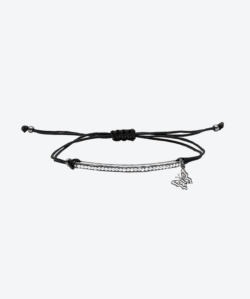 Mariposa Butterfly Bar Slide Bracelet Crystal / Black - La Costa Organic Jewelry