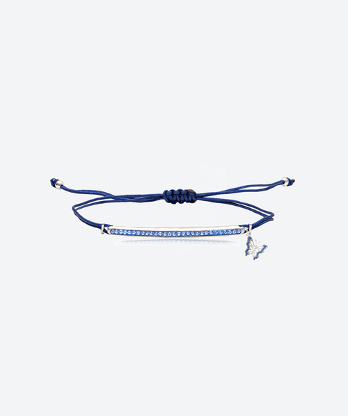 Mariposa Butterfly Bar Slide Bracelet Sapphire / Silver - La Costa Organic Jewelry