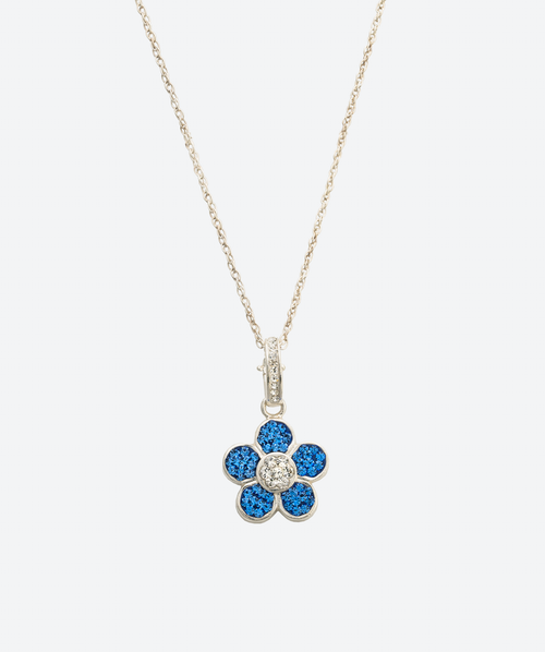 Brilliant Flower Power Charm Necklace Sapphire / Silver - La Costa Organic Jewelry