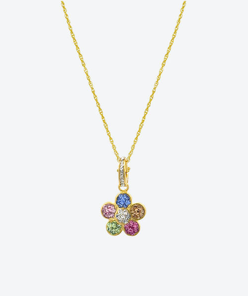 Brilliant Flower Power Charm Necklace Multicolor / Gold - La Costa Organic Jewelry