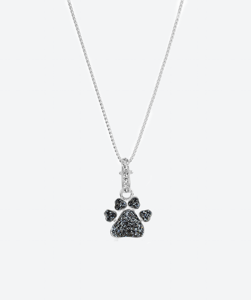 Brilliant PAWsitive Charm Necklace Black Diamond / Silver - La Costa Organic Jewelry