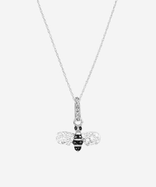Brilliant BEEutiful Charm Necklace Crystal / Silver - La Costa Organic Jewelry