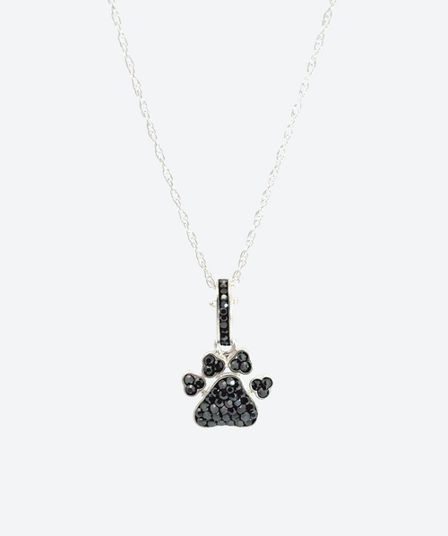 Brilliant PAWsitive Charm Necklace Hematite / Silver - La Costa Organic Jewelry