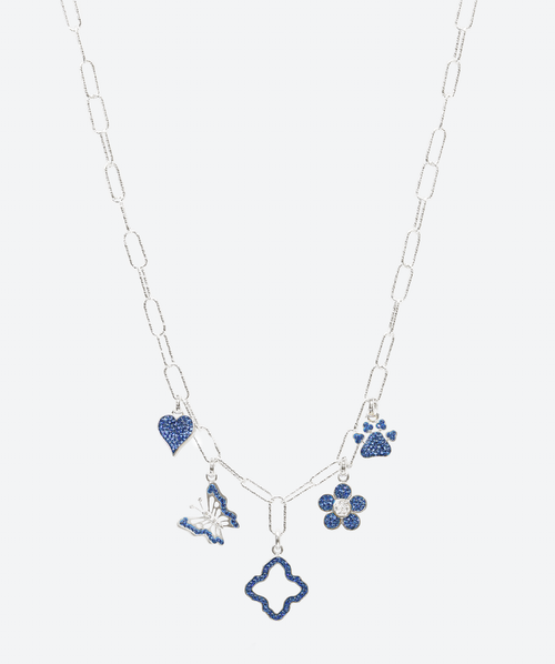 Charms Your Way Necklace Sapphire / Silver - La Costa Organic Jewelry
