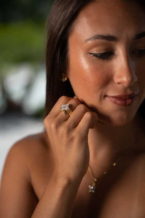 Dainty Flower Crystal Ring - La Costa Organic Jewelry