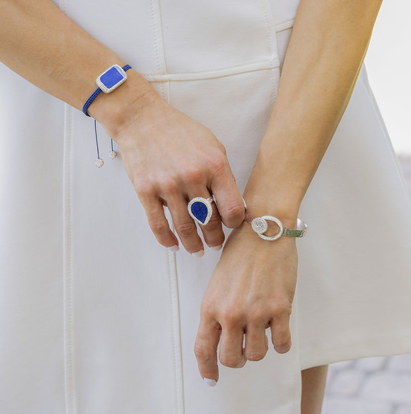 Oval Crystal Bangle Bracelet - La Costa Organic Jewelry