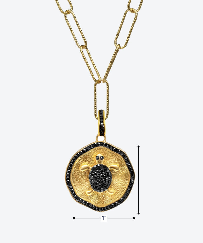 Turtley Cute Medallion Charm Necklace - La Costa Organic Jewelry