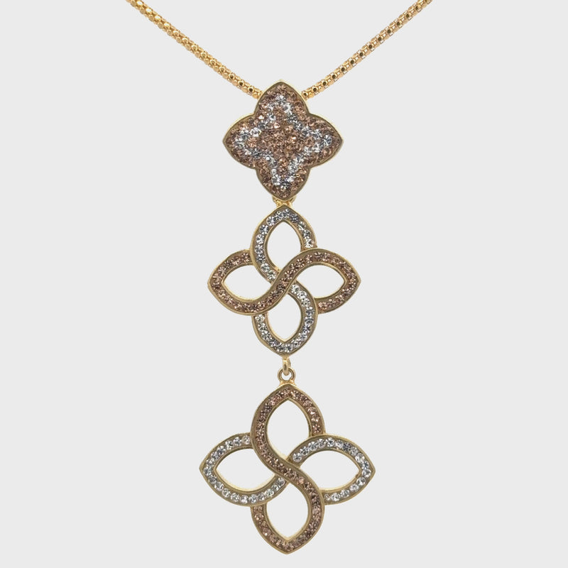 2 Tones Crystal Flower Cascade Necklace - La Costa Organic Jewelry